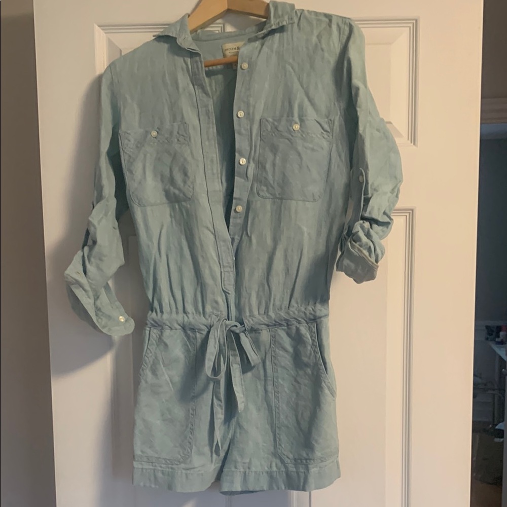 Ralph Lauren Blue Jumpsuit with Roll-Up Sleeves and Drawstring Waist